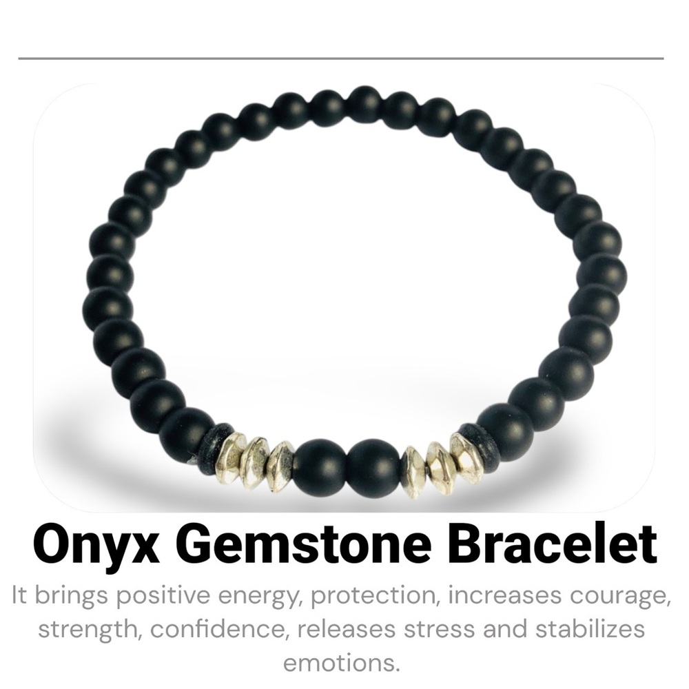 MENS | Gemstone Onyx Beaded Bracelet Gift Anniversary Boyfriend Christmas